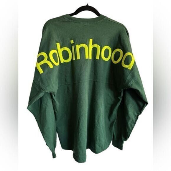 NWOT Spirit Jersey Unisex Green Long Sleeve Robin Hood Jersey Tee - Size Small - Picture 1 of 4